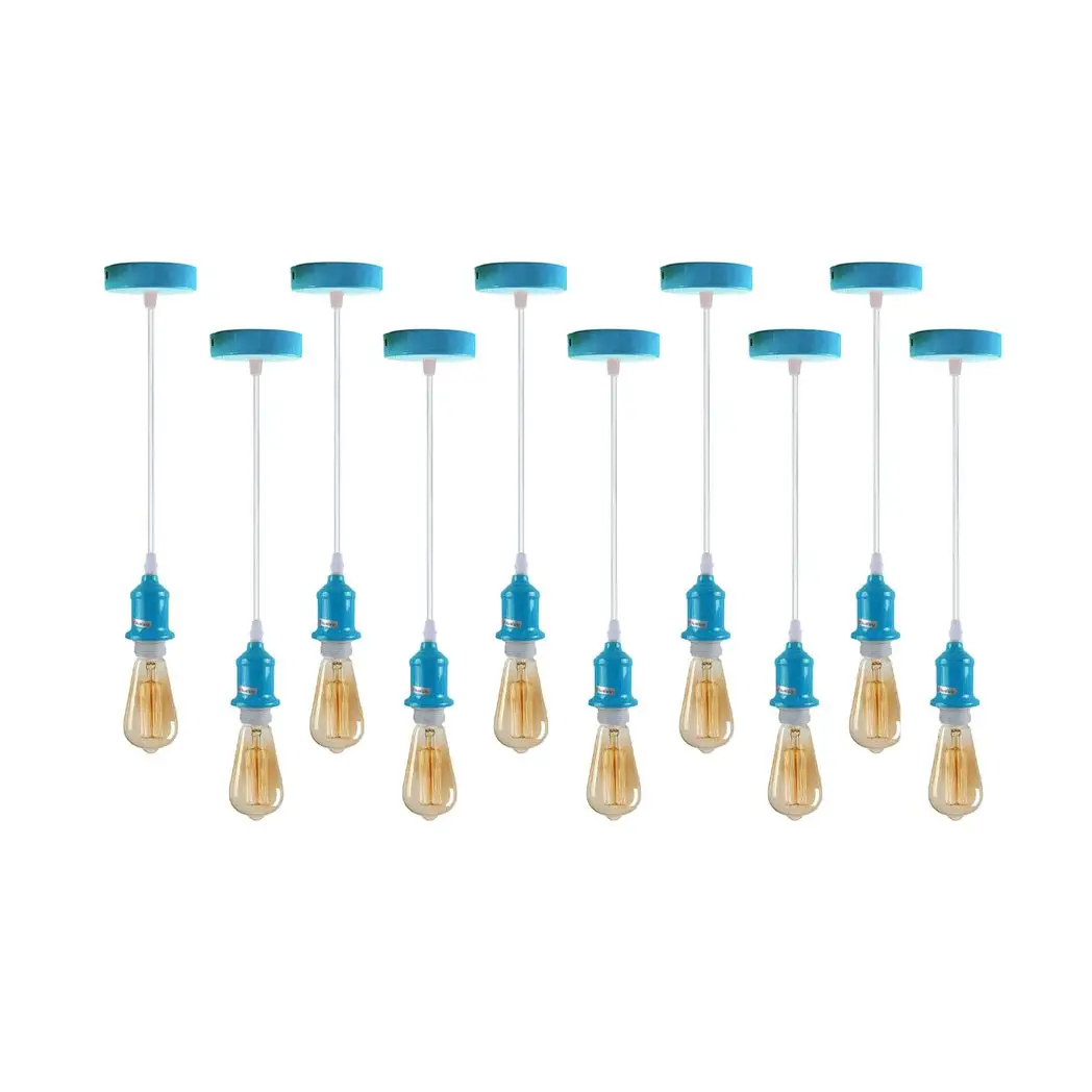 LEDSONE 10 Pack Industrial Pendant Light Fitting, lampshade addable E27 Lamp Holder Fitting Set with PVC Cable - Pendant Lights