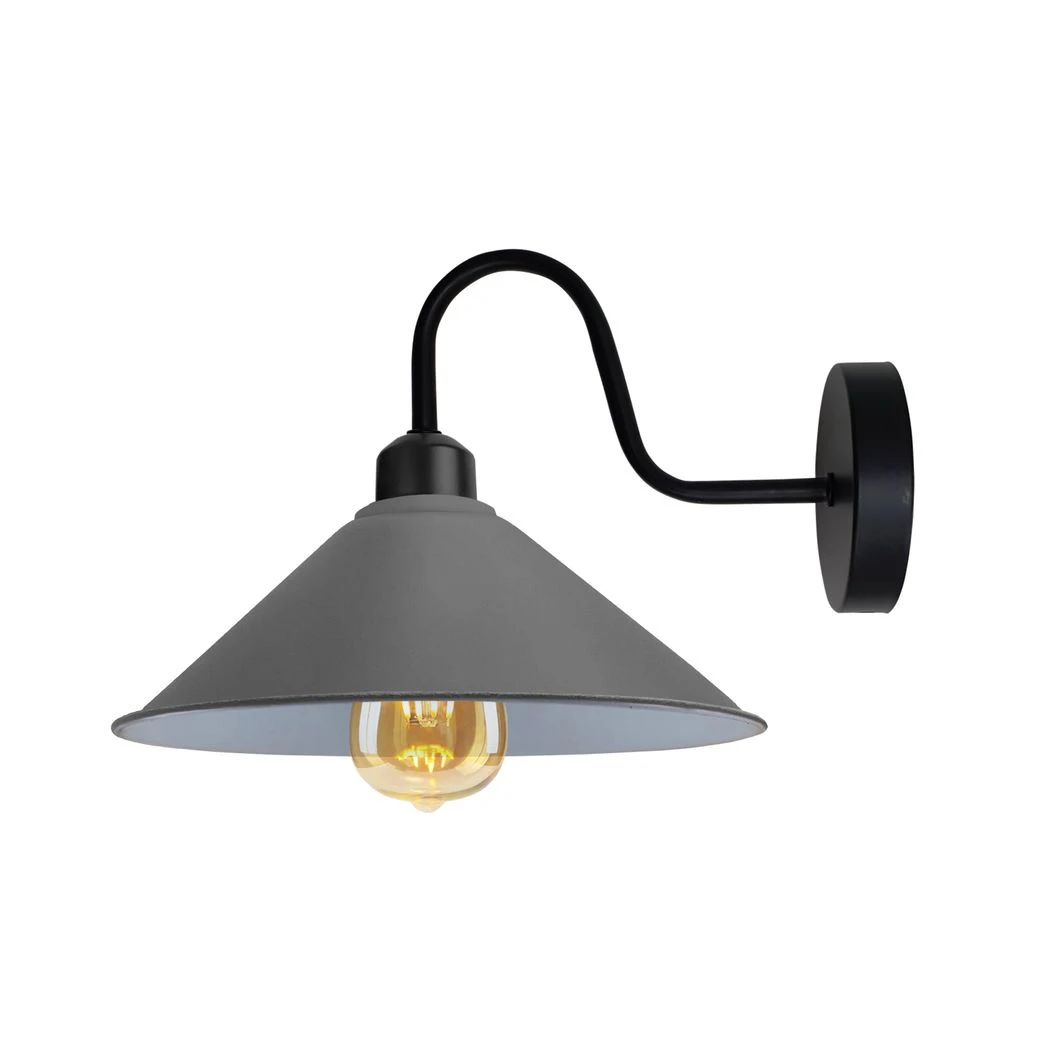 Un-branded Premium Grey Wall Lamp Cone Shade Swan Neck For E27 Socket - Wall Lights