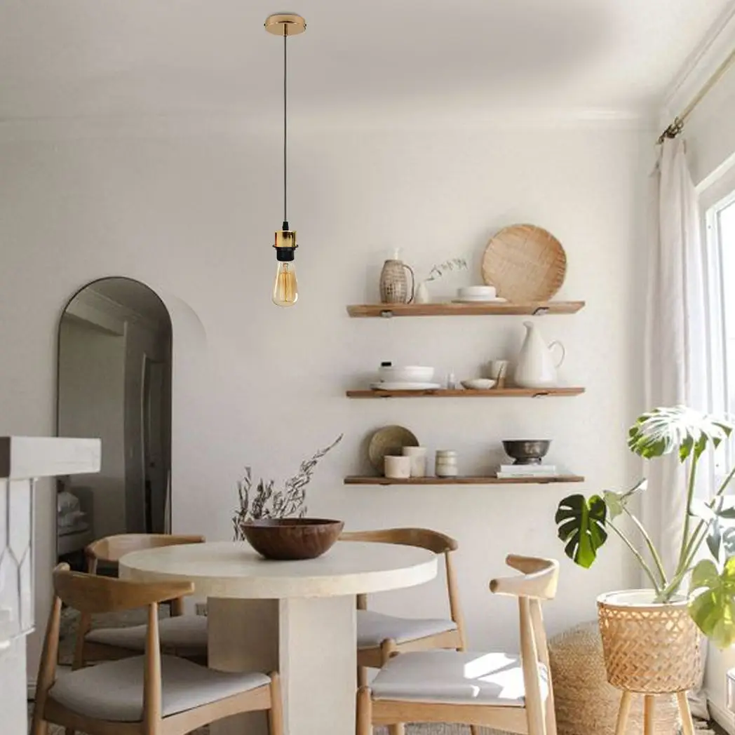 LEDSONE 2 Pack Industrial French Gold Pendant Light Fitting, Lampshade Holder Fitting Set With PVC Cable. - Pendant Lights