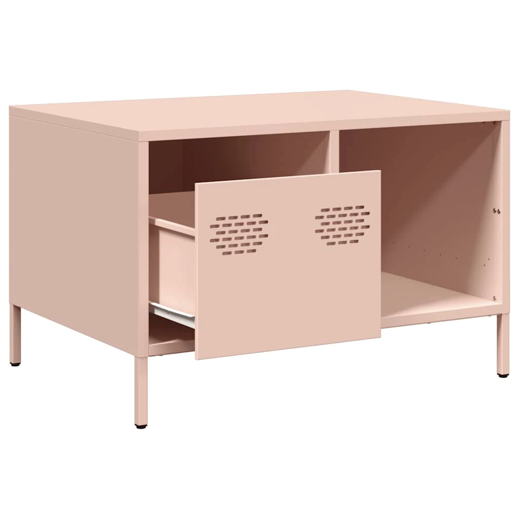 vidaXL VidaXL Pink Coffee Table 68.5x50x43.5 cm Cold Rolled Steel Industrial Storage Console For Living Room - Coffee Table