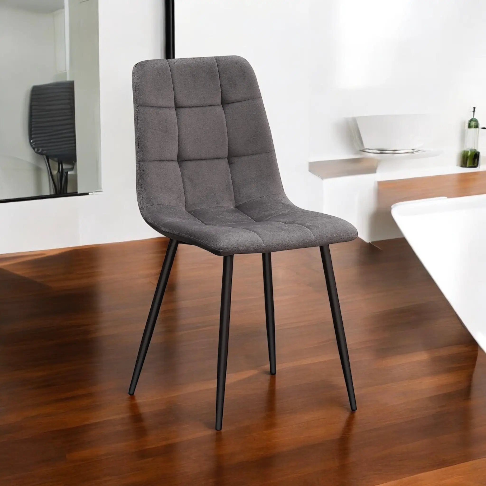MSL GREY FABRIC CHAIR BLACK METAL LEGS - Dining Chairs