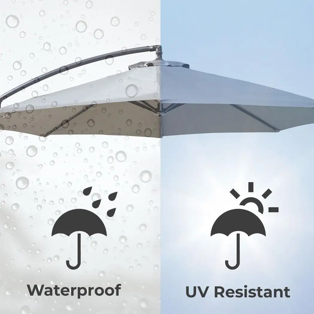 Neo Neo 3M Grey Outdoor Freestanding Parasol with Led Lights - Parasol