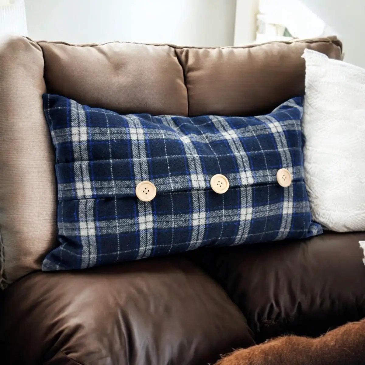 Luxury Tartan Cushion Cover - Elegant & Luxury Blue Checked Velvet, 30 x 50 cm - from MSL