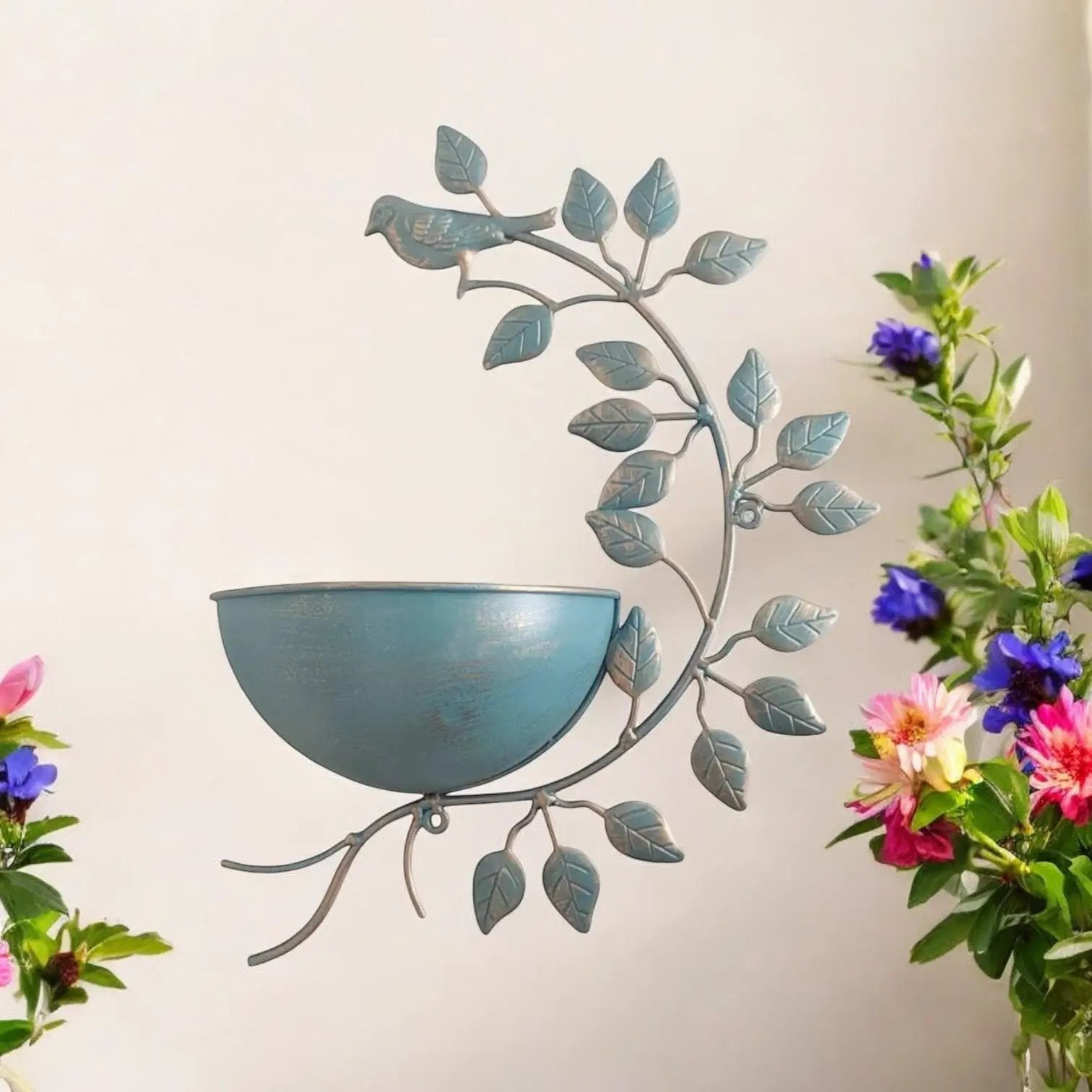MSL 42CM BLUE METAL GARDEN PLANTER - Planters