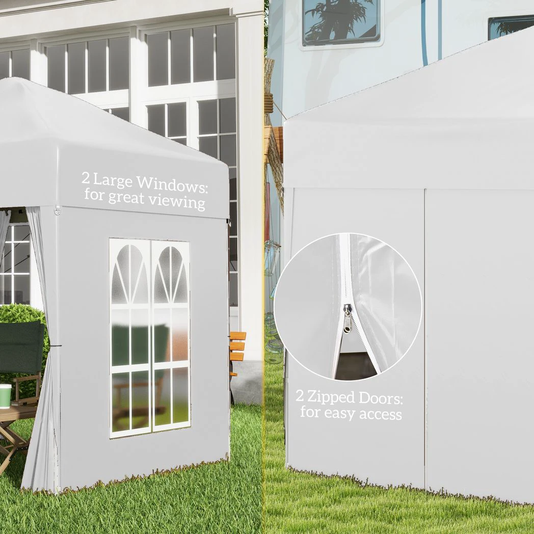 Outsunny 2x2m Garden Pop Up Gazebo Marquee Party Tent Wedding Awning Canopy - Gazebos