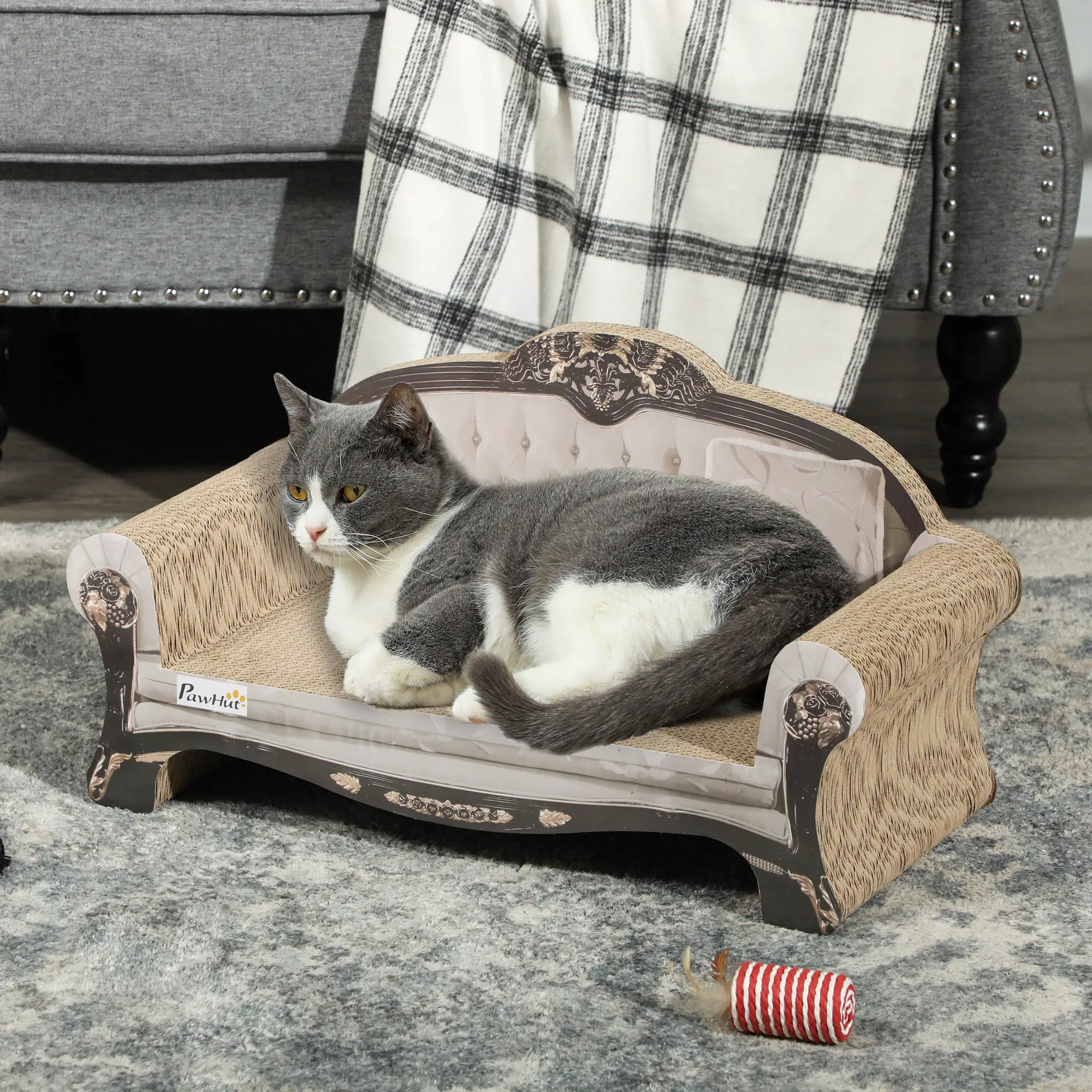 PawHut PawHut Cat Scratching Board with Organic Catnip for Indoor Cats, Brown - Cat Beds