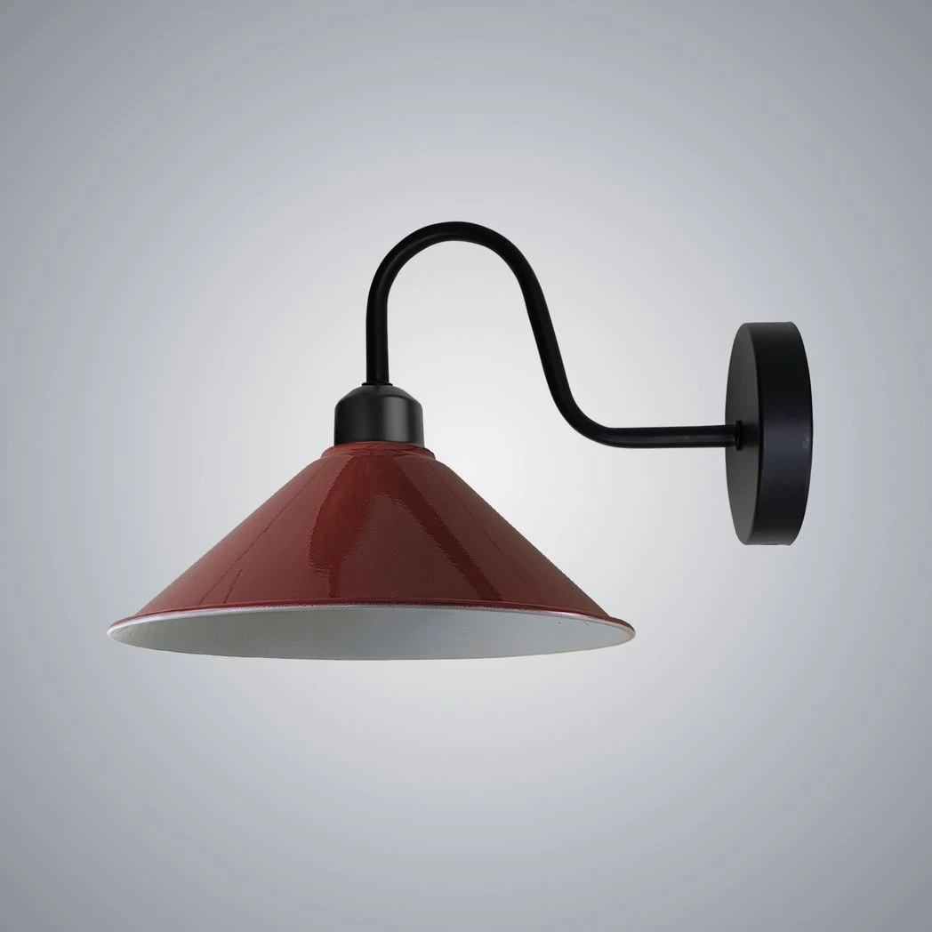 Un-branded Burgandy Wall Light E27 Cone Shade Swan Neck Indoor Use - Wall Lights