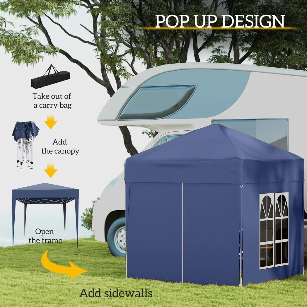 Outsunny 2x2m Garden Pop Up Gazebo Marquee Party Tent Wedding Awning Canopy - Gazebos