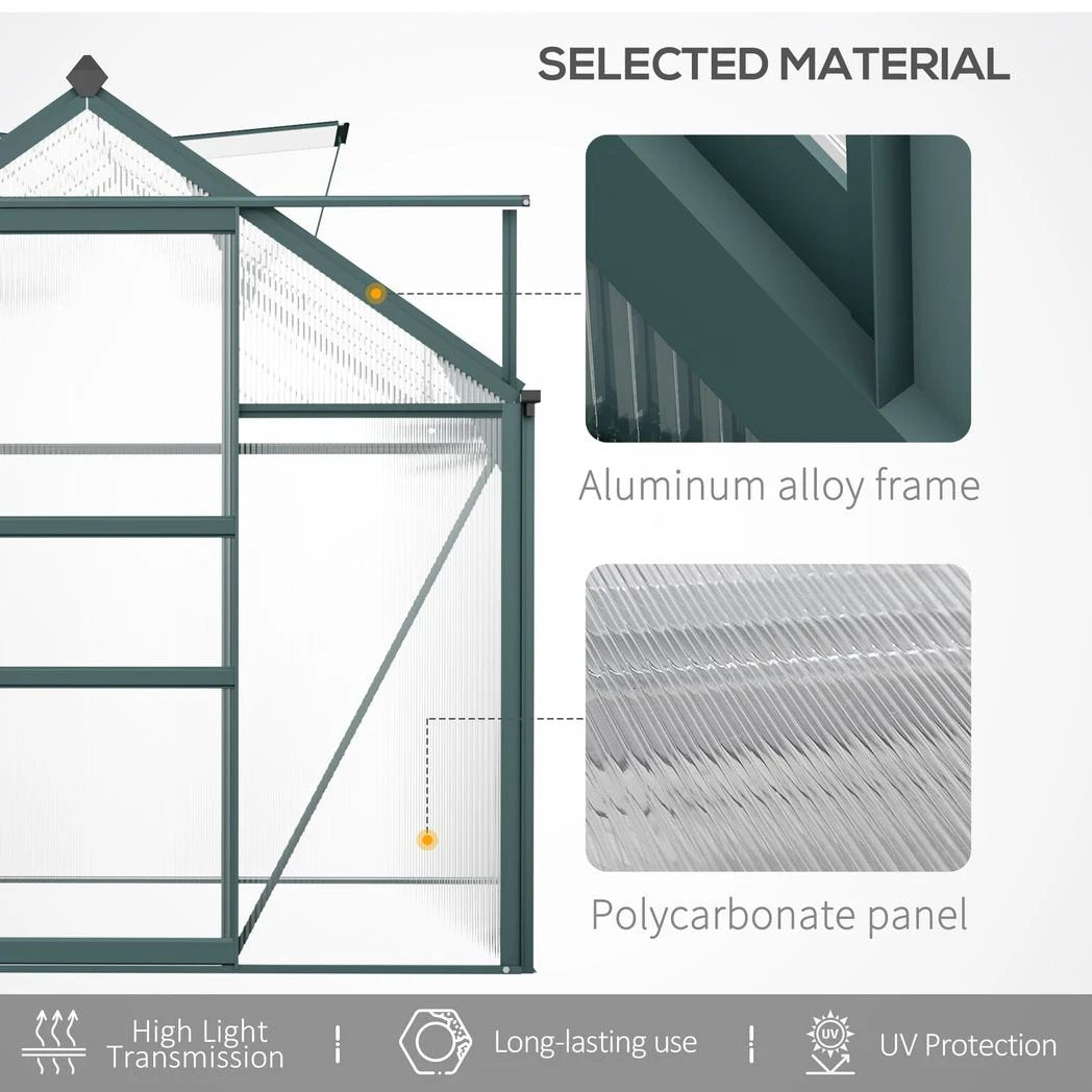Clear Large Walk-In Greenhouse Garden Plants Grow Galvanized Base, Slide Door by Outsunny