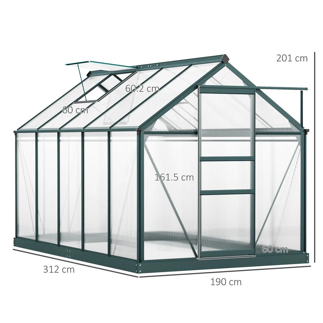 Clear Large Walk-In Greenhouse Garden Plants Grow Galvanized Base, Slide Door by Outsunny