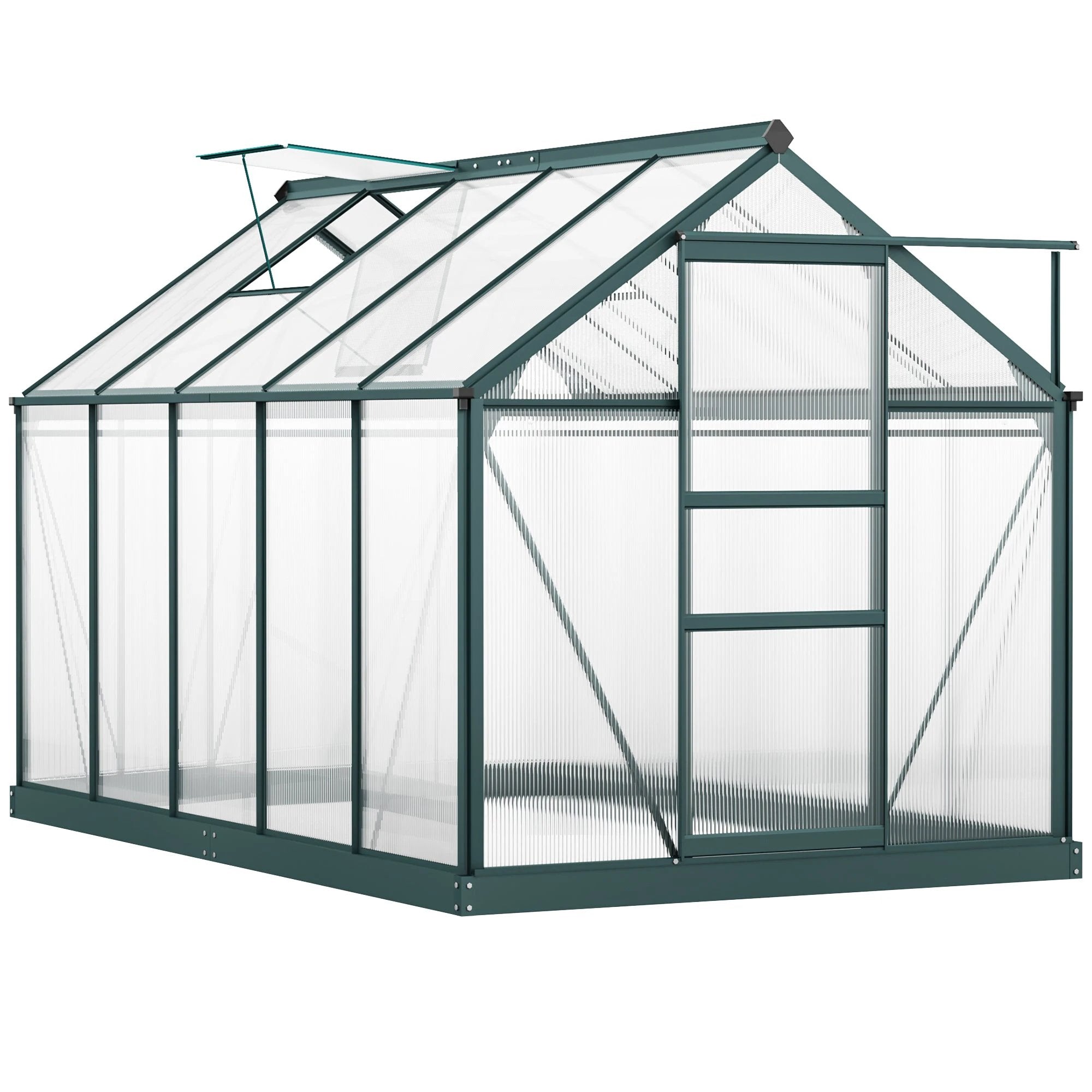 Clear Large Walk-In Greenhouse Garden Plants Grow Galvanized Base, Slide Door by Outsunny