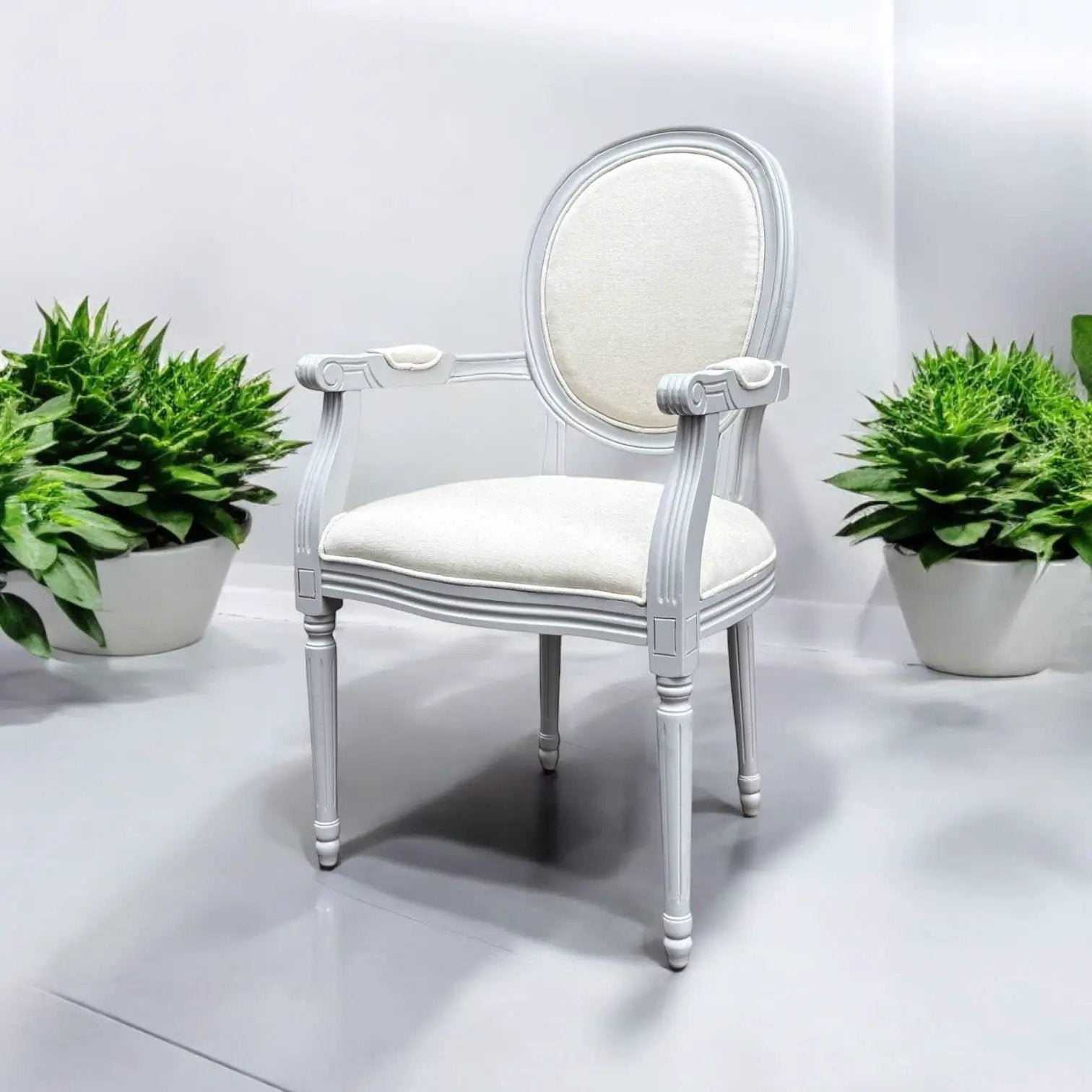 MSL 94CM LINEN FABRIC LOUIS CHAIR - Dining Chairs