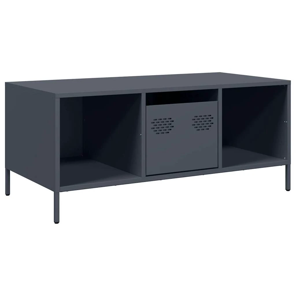 vidaXL VidaXL Coffee Table 101.5 by 50 by 43.5 cm Anthracite Cold Rolled Steel Industrial Living Room - Coffee Table
