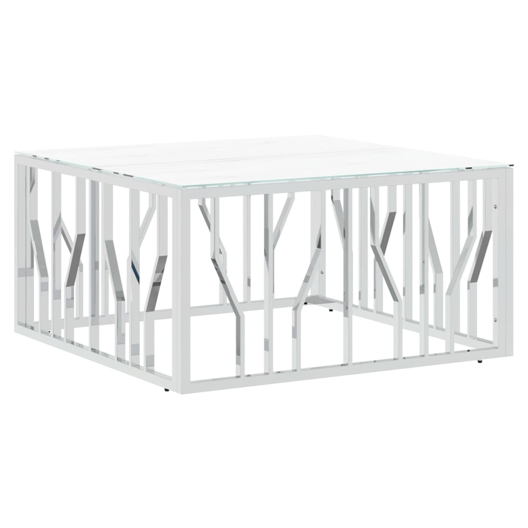 VidaXL Coffee Table 80x80x40 cm Stainless Steel And Glass Modern Living Room Decor by vidaXL