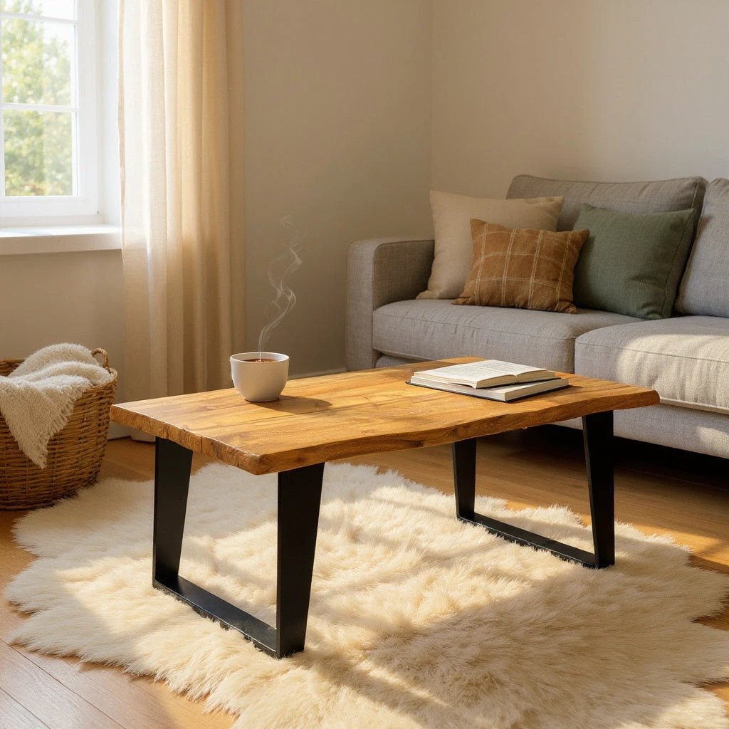 Premium Solid Wood Coffee Table 115cm Sturdy Wipe Clean Living Room Decor Accent For Home by MSL