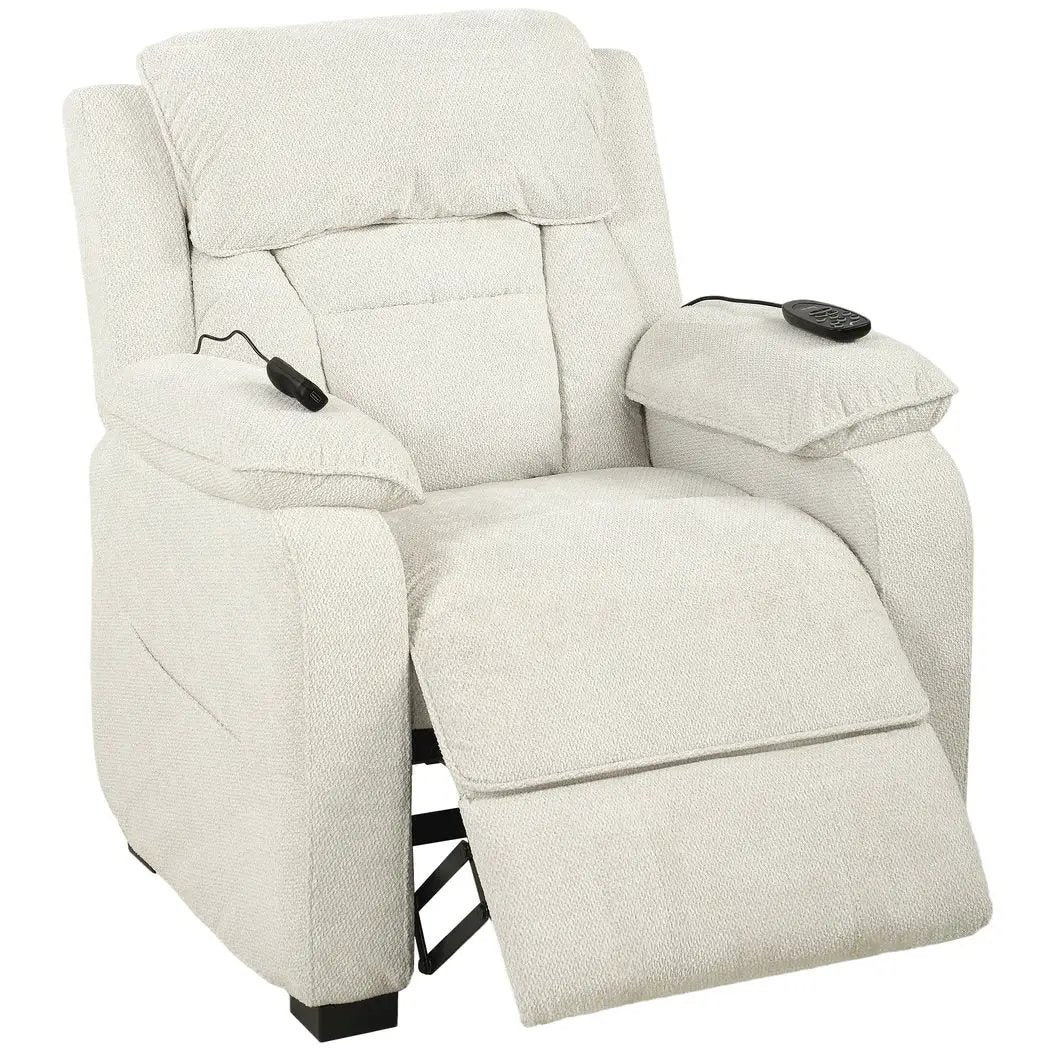 HOMCOM Power Recliner Armchair with Massage and Heat, Electric Reclining Chair with Wide Spring Seat, Cream White - from HOMCOM
