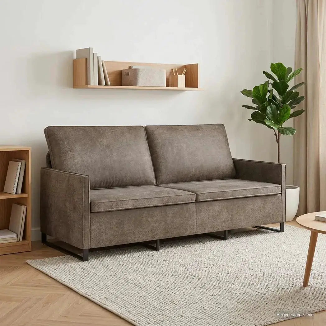 vidaXL 3 Seater Sofa Dark Grey 190 x 81 x 82 cm Faux Suede Fabric - from vidaXL