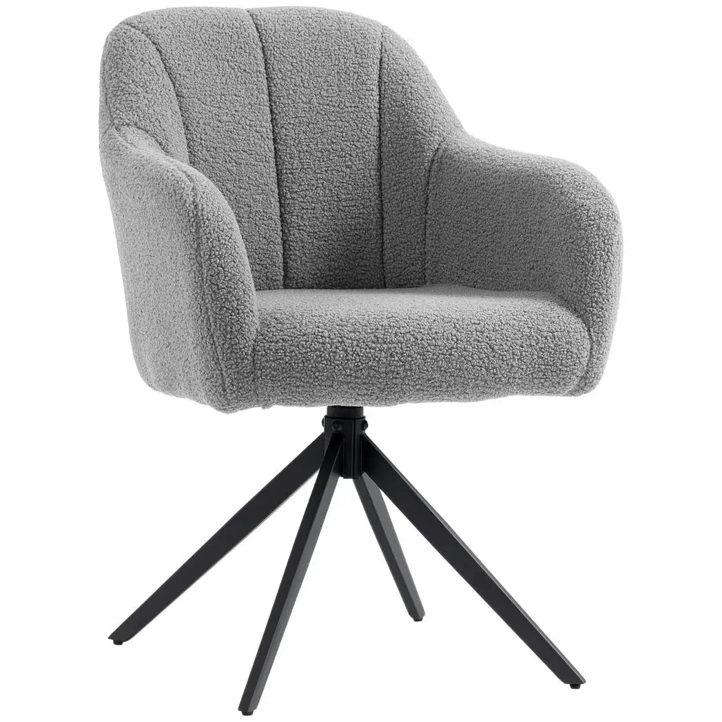 HOMCOM 360 Degree Swivel Accent Chair, Teddy Fleece Armchair, Grey - from HOMCOM