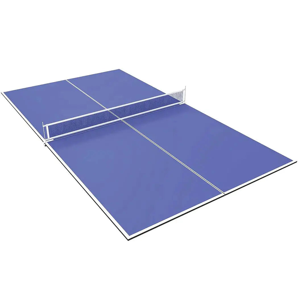 SPORTNOW 9 ft Folding Ping Pong Table Top for Billiard Tables, Table Tennis Conversion Top with Net, Foam Padding, Blue - from SPORTNOW