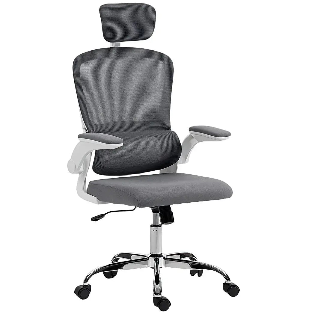 HOMCOM Mesh Back Office Chair, with Lumbar Support - Charcoal Grey - from HOMCOM