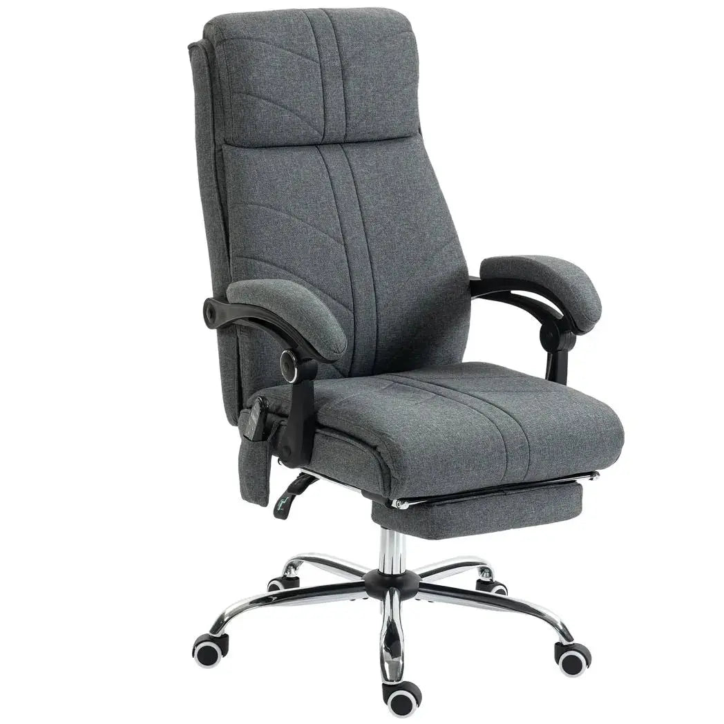 Vinsetto High Back Vibration Massage Office Chair with Footrest, Heated, Grey - from Vinsetto