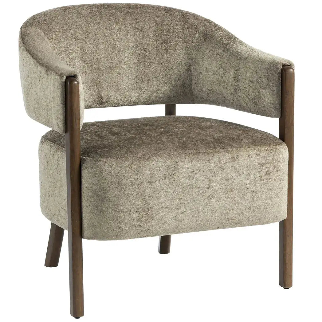 HOMCOM Accent Chair, Upholstered Tub Chair with Solid Wood Frame and Legs, Light Brown - from HOMCOM
