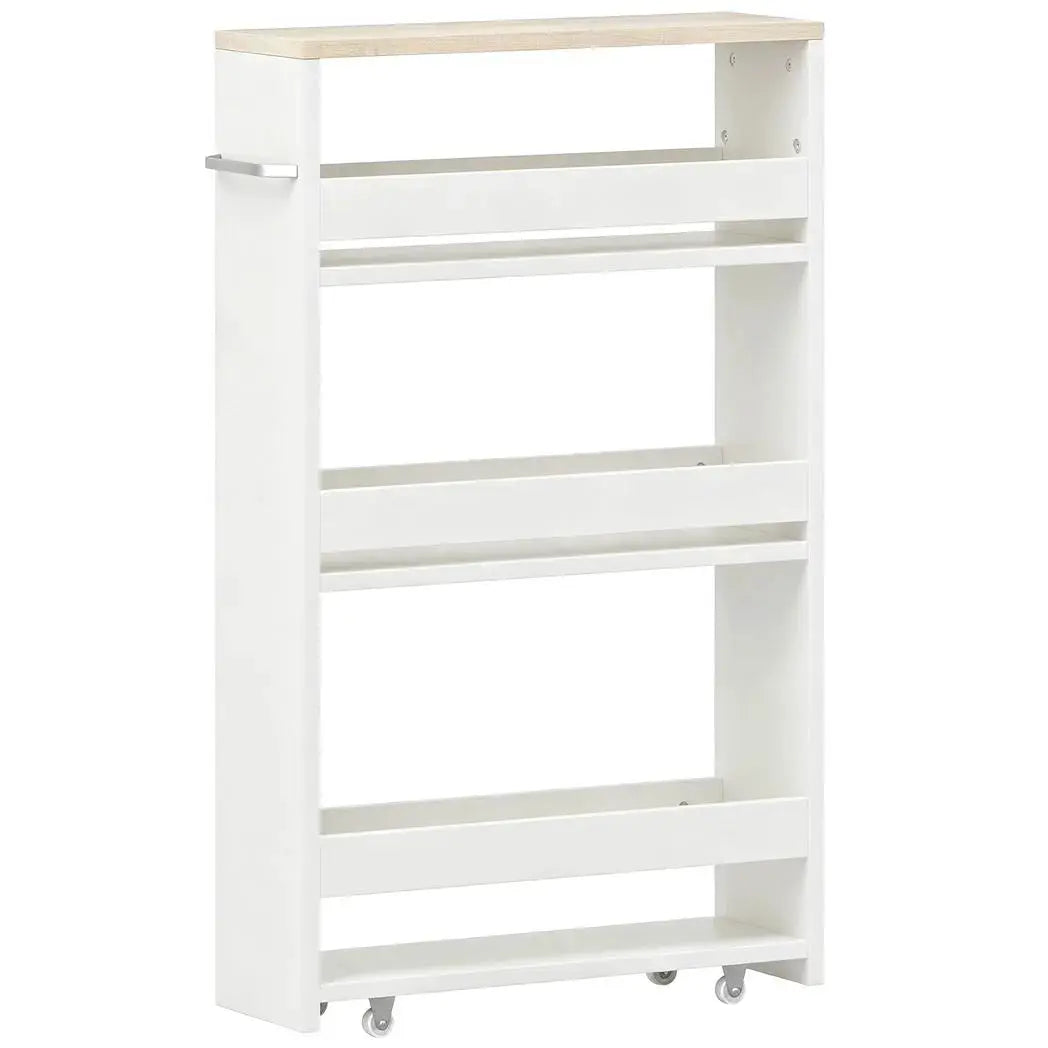 kleankin Storage Cart, 4-Tier Compact Storage Trolley on Wheels and Handle, 48W x 15D x 80H cm, White - from kleankin