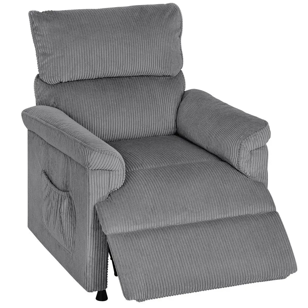 HOMCOM Corduroy Electric Massage Recliner - Grey - from HOMCOM