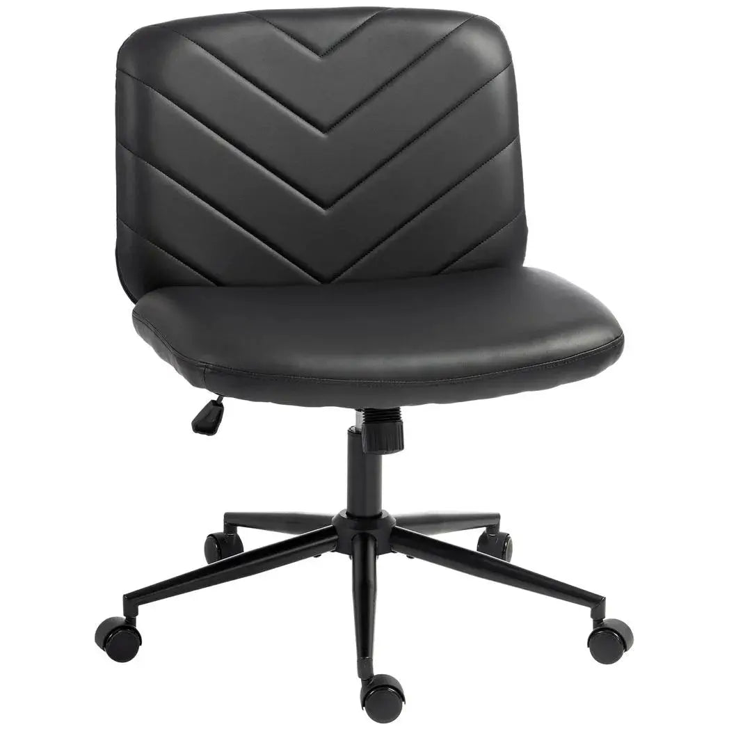 HOMCOM Home Office Desk Chair Height Adjustable Swivel Chair Cross Legged Wide Seat Swivel Wheels Black - from HOMCOM