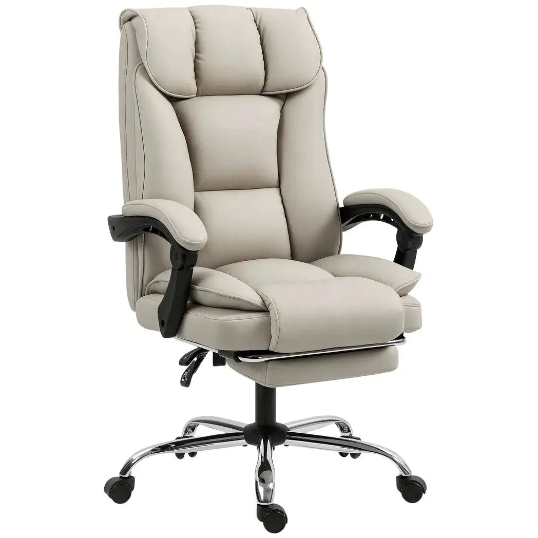HOMCOM Pet-Friendly Faux Leather Computer Desk Chair, Executive Office Chair with Footrest and Double-Layer Padding, Khaki - from HOMCOM