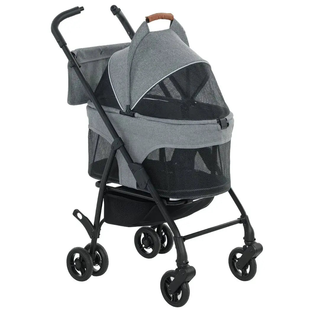 PawHut Pet Stroller, Foldable Dog Cat Stroller with Detachable Carrier, Wheels, Storage Basket, Secure Leash - from PawHut