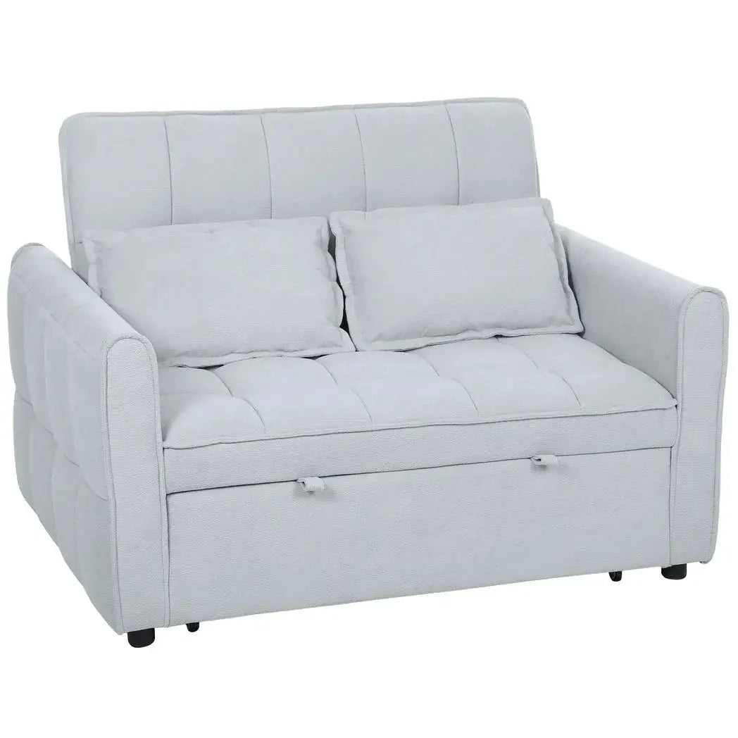 HOMCOM 2 Seater Sofa Bed, 3-in-1 Convertible Sleeper Sofa with Click-clack Adjustable Backrest and 2 Pillows, Light Grey - from HOMCOM
