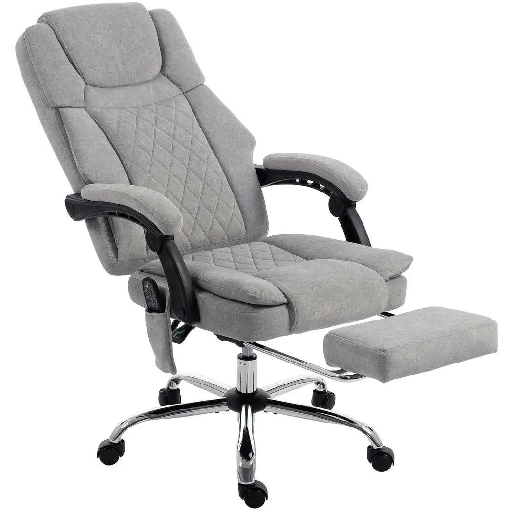 HOMCOM Office Chair with 6-Point Vibration Massage and Heat, Executive Computer Desk Chair with High Back, Reclining, Grey - from HOMCOM