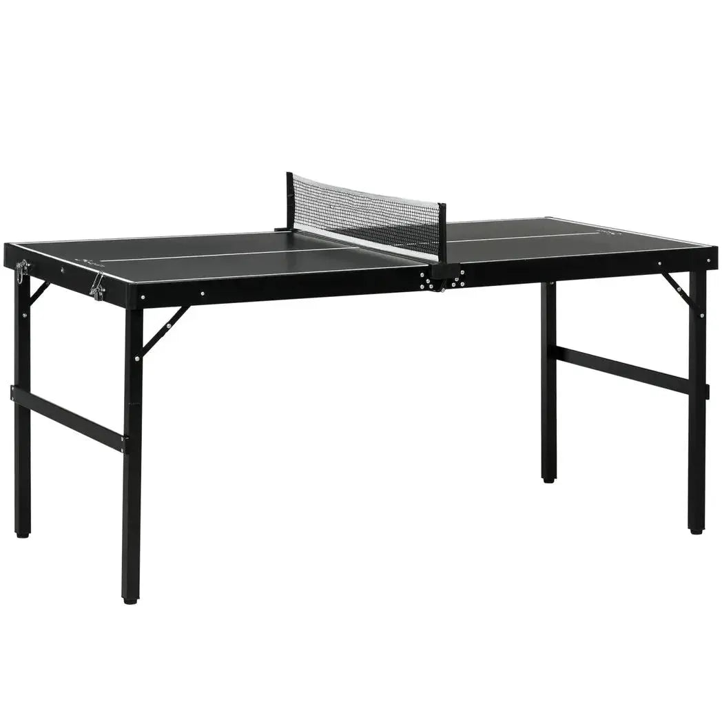 SPORTNOW 5ft Mini Table Tennis Table, Folding Ping Pong Table with Net and Aluminium Frame, Portable Ping Pong Game Set for Indoor Outdoor Use, Black - from SPORTNOW