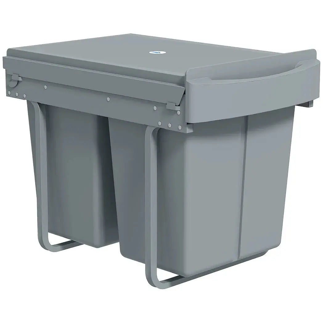 HOMCOM Pull Out Bin, Kitchen Under Sink Bin with 2 Removable Compartments, Smooth Glide, Grey - from HOMCOM