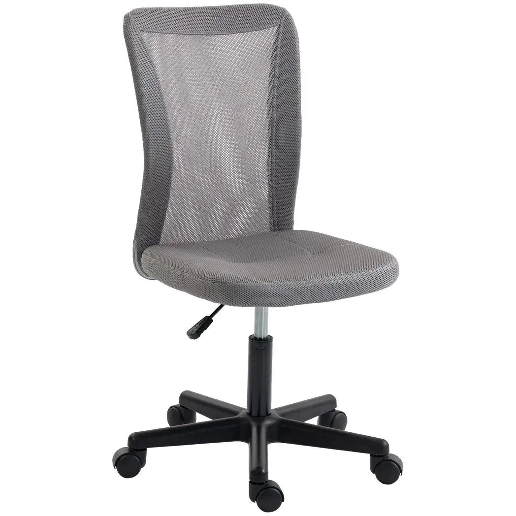 Vinsetto Computer Desk Chair, Mesh Office Chair with Adjustable Height and Swivel Wheels, Armless Study Chair, Grey - from Vinsetto