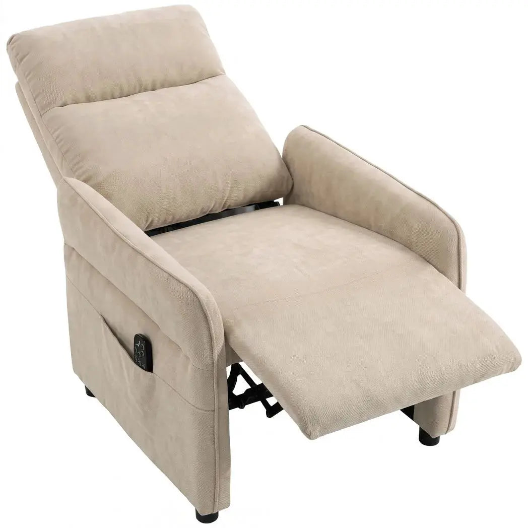 HOMCOM Recliner Armchair, Push Back Recliner Chair with Massage & Heat, Adjustable Armrests, Dual Side Pockets, Beige - from HOMCOM
