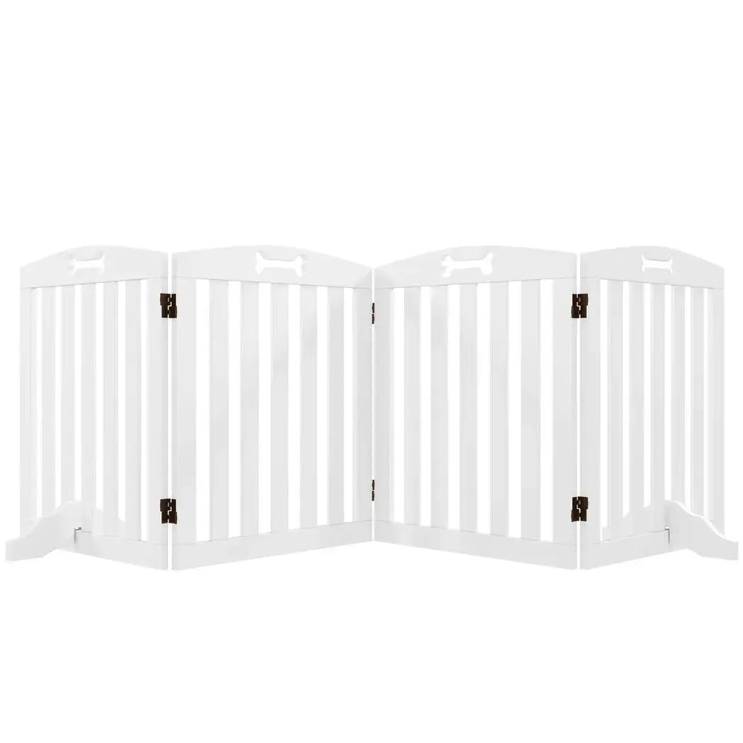PawHut Wooden Dog Gate, Freestanding Pet Gate with Support Feet for Doorways, Hallways, Stairs, 207.5L x 61H cm, White - from PawHut