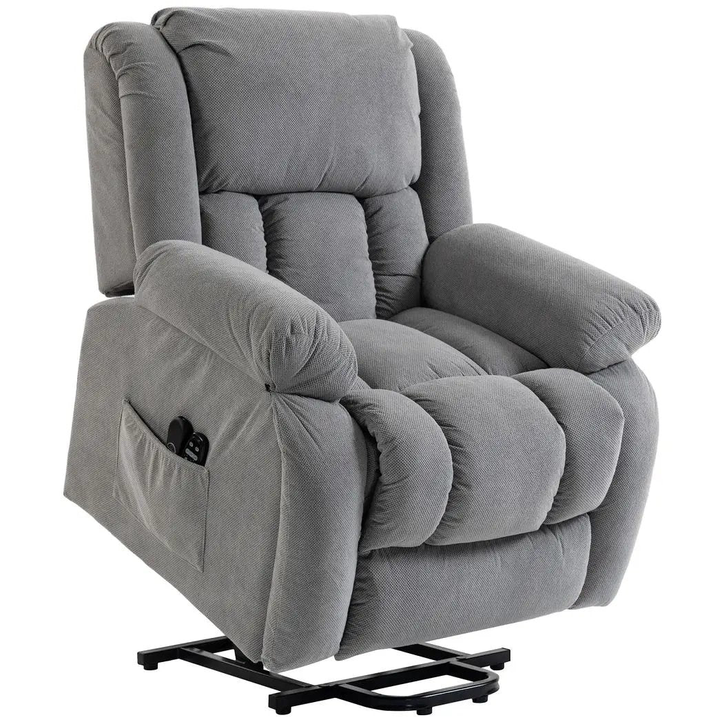HOMCOM Recliner Armchair Lift Chair, Electric Recliner Chair with Vibration Massage and Heat, Wide Seat, USB Port, Light Grey - from HOMCOM
