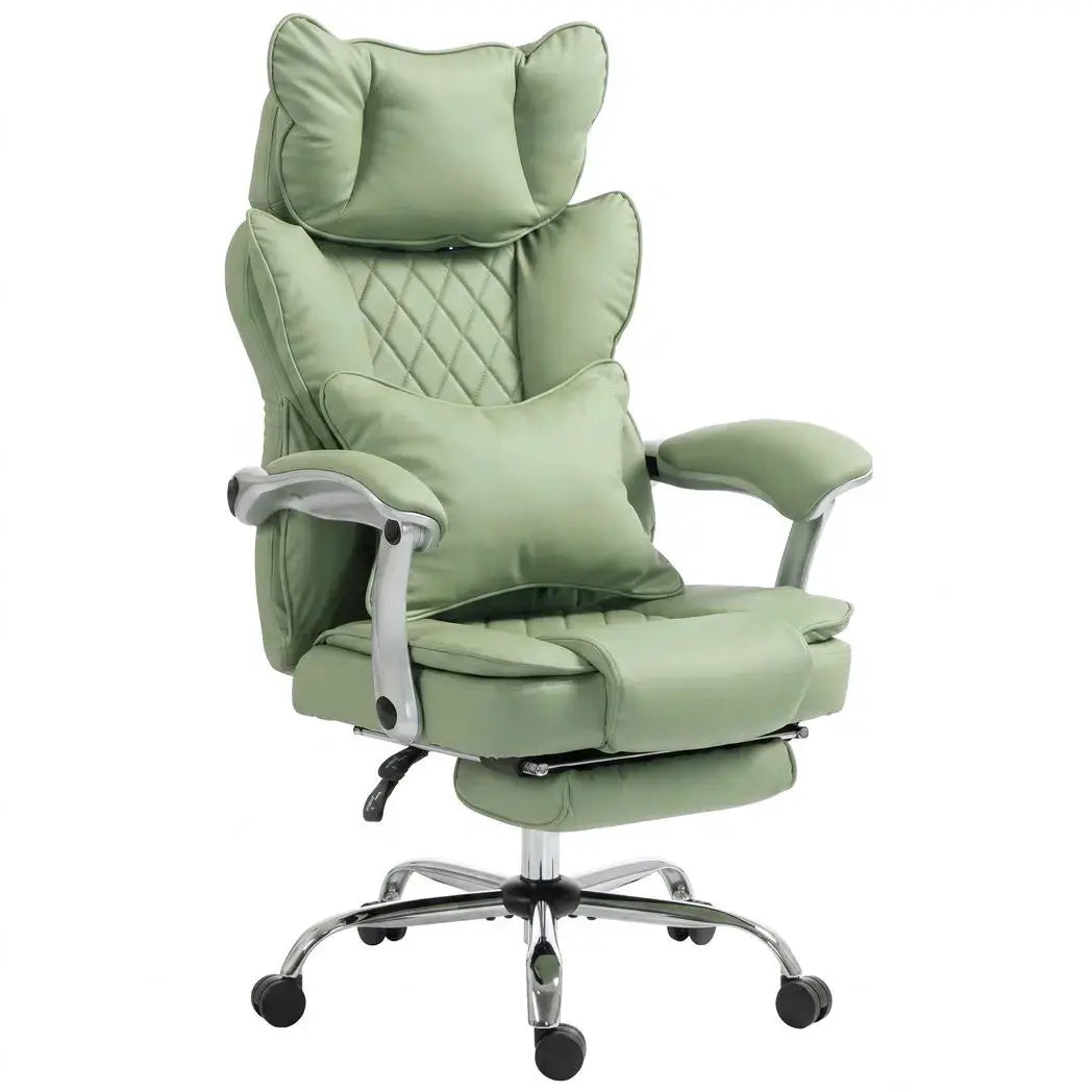 HOMCOM Executive Office Chair, PU Big and Tall Office Chair 180 kg with Wide Seat, Reclining, Lumbar Support, Light Green - from HOMCOM