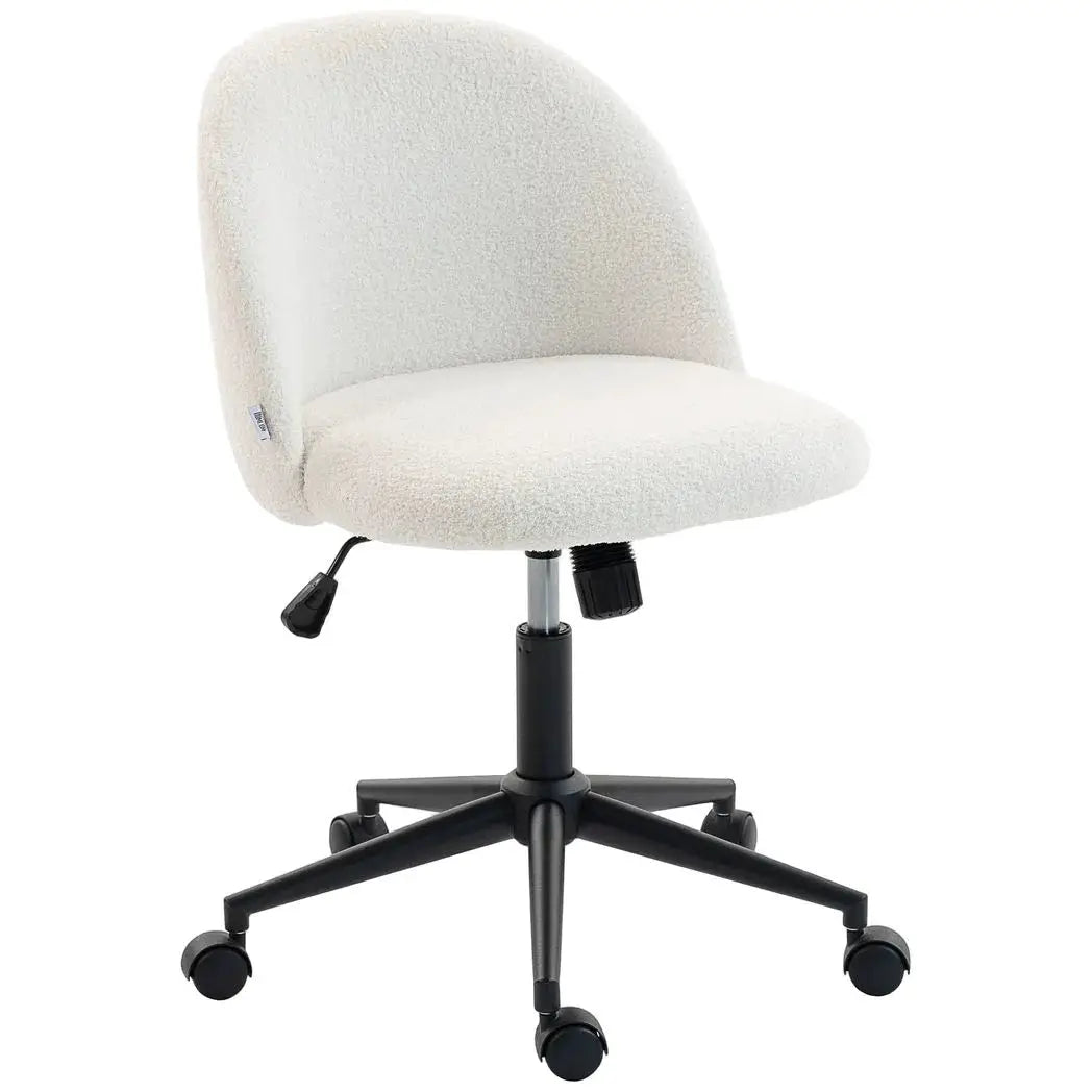HOMCOM Teddy Fleece Office Chair with Wheels - Cream White - from HOMCOM