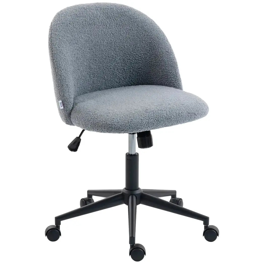 HOMCOM Teddy Fleece Office Chair with Wheels - Grey - from HOMCOM