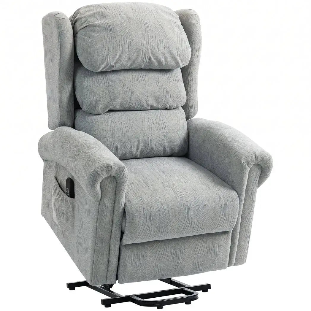 HOMCOM Velvet-Feel Electric Riser Recliner Chair - Grey - from HOMCOM