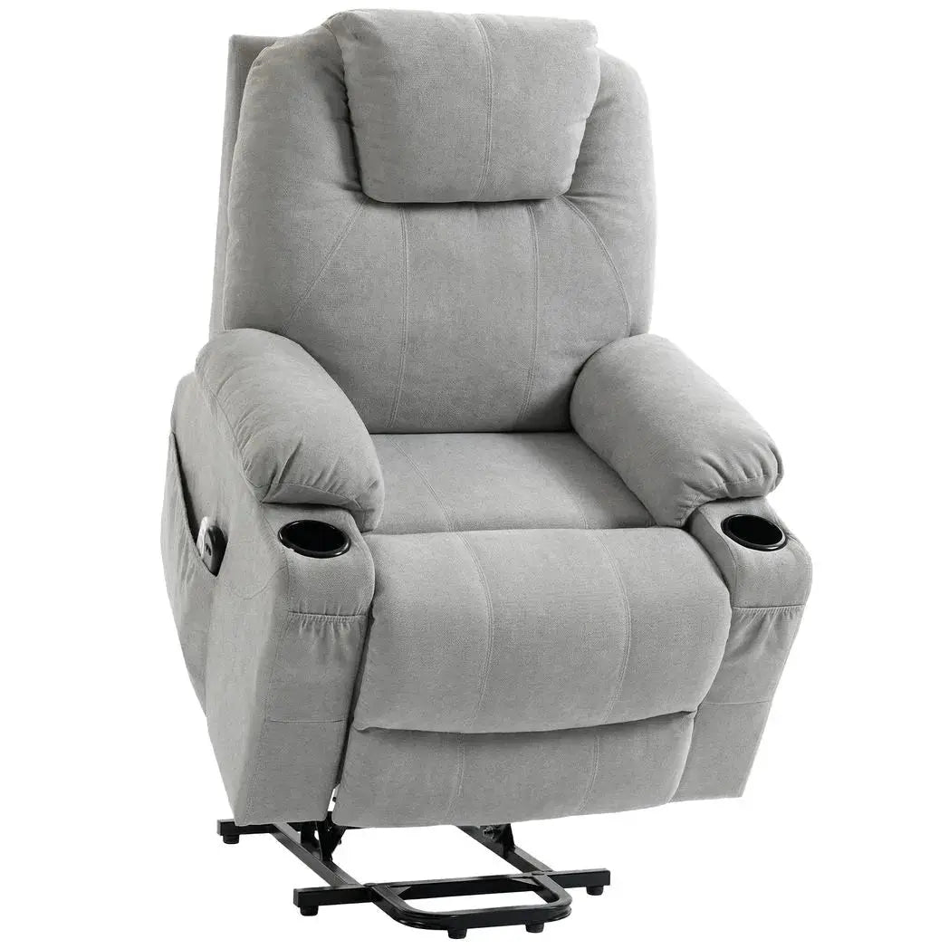 HOMCOM Power Lift Recliner Chair with Pocket Spring, Electric Lift Chair with Wide Backrest, Light Grey - from HOMCOM