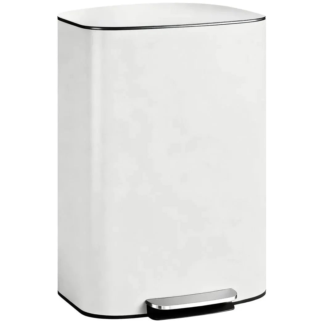 HOMCOM 50L Kitchen Bin with Soft-Close Lid and Stay-Open Function, Stainless Steel Pedal Bin with Removable Inner Bucket, Carry Handle for Kitchen, Office, Home, Cream - from HOMCOM