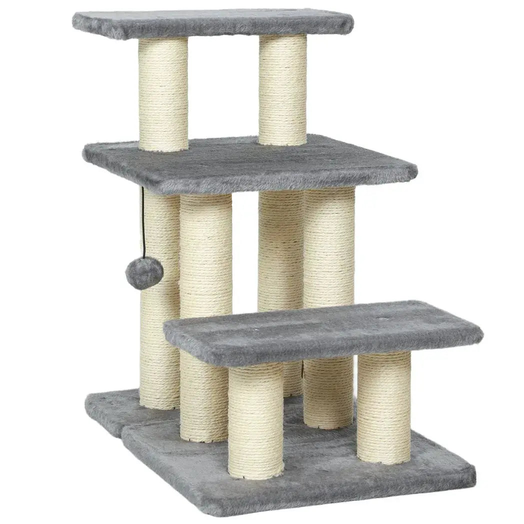 PawHut Pet Steps for Bed, 3 Step Adjustable Pet Stairs for Sofa with 6 Sisal Scratching Posts for Small Dogs & Cats, Grey - from PawHut