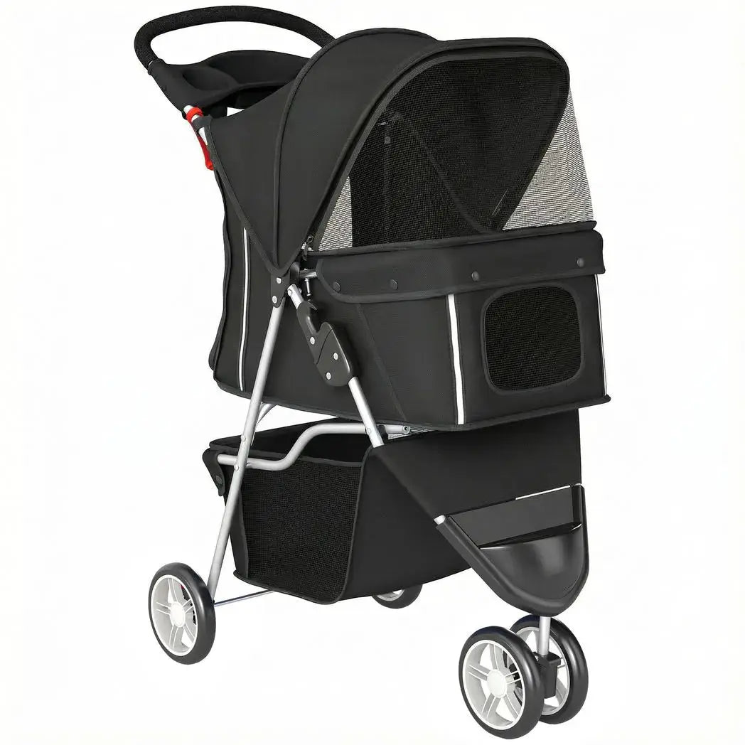 PawHut 3 Wheel Pet Stroller for Small and Miniature Dogs, Black - from PawHut