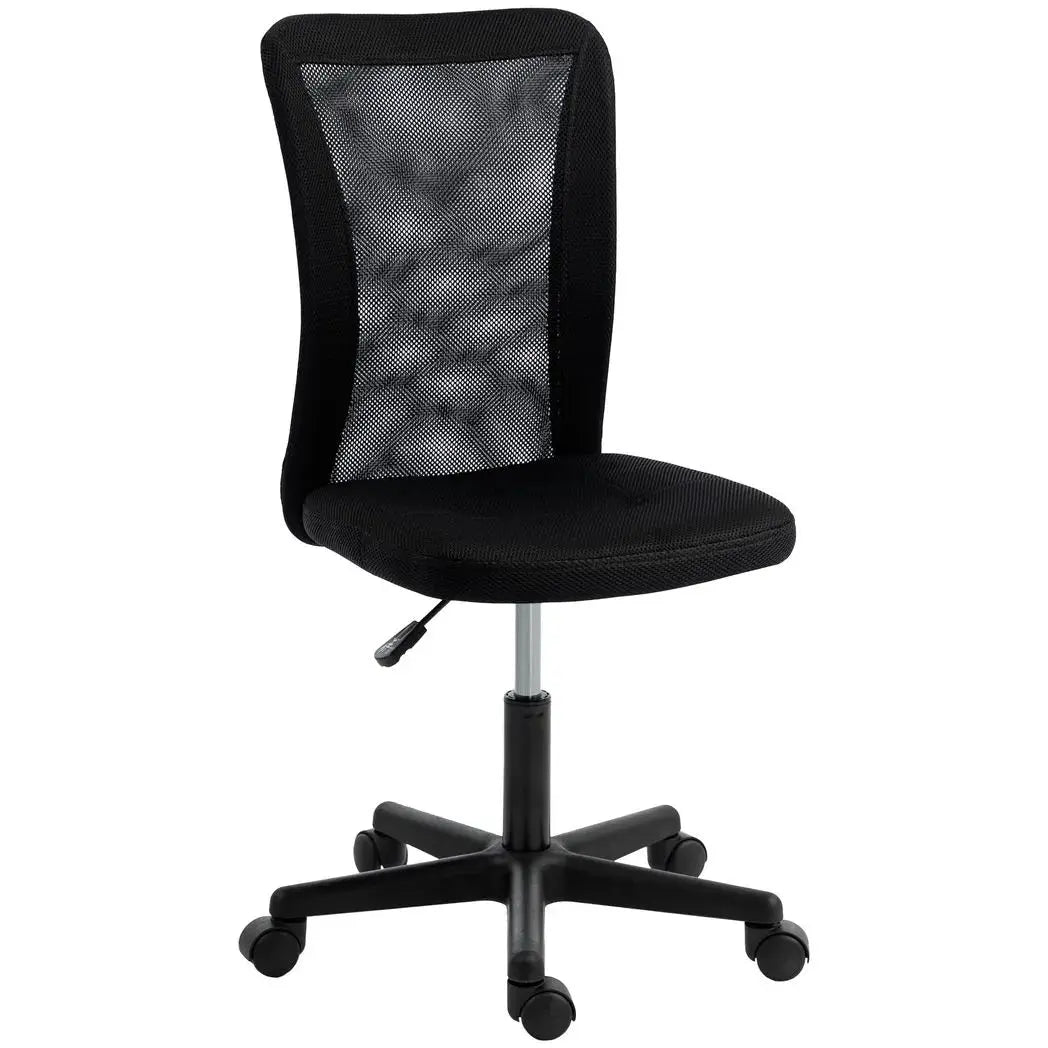 Vinsetto Computer Desk Chair, Armless Mesh Office Chair with Adjustable Height and Rolling Wheels, Black - from Vinsetto
