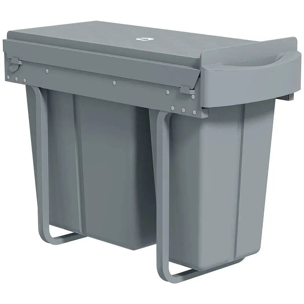 HOMCOM 2 Removable Recycling, ContaineUnder-Sink Kitchen Trash Bin, Smooth Slide, Handle, Diamond Pattern Lid, Grey - from HOMCOM