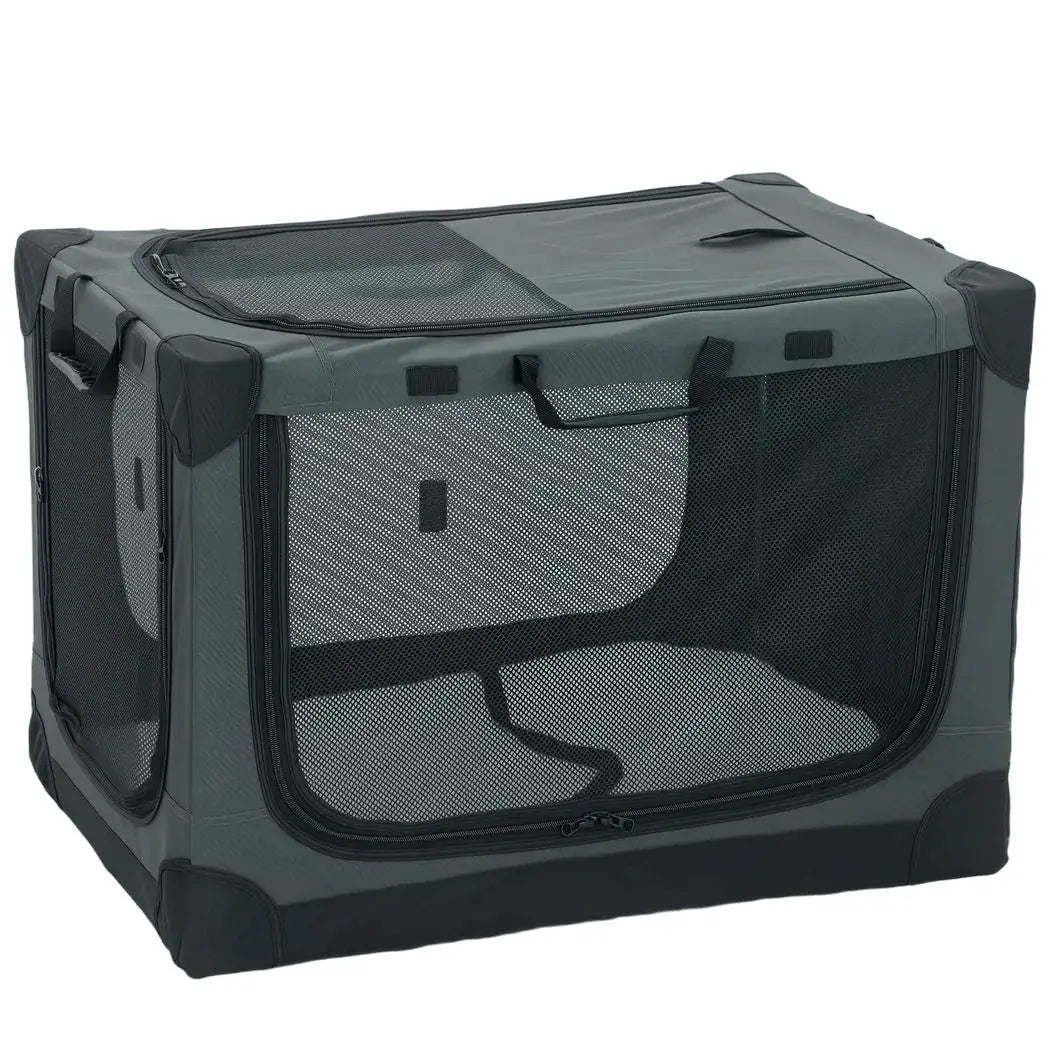 PawHut Soft Dog Crate Pet Travel Crate 76 x 54 x 54 cm with Removable Pad Mesh Window Army Green - from PawHut
